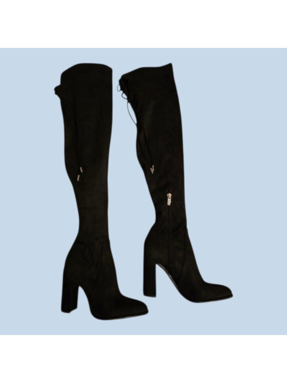 Marc Fisher Boots Elegant Black Women's Knee-High Size 5.5 5-1/2 Zip Faux Suede - Picture 2 of 2